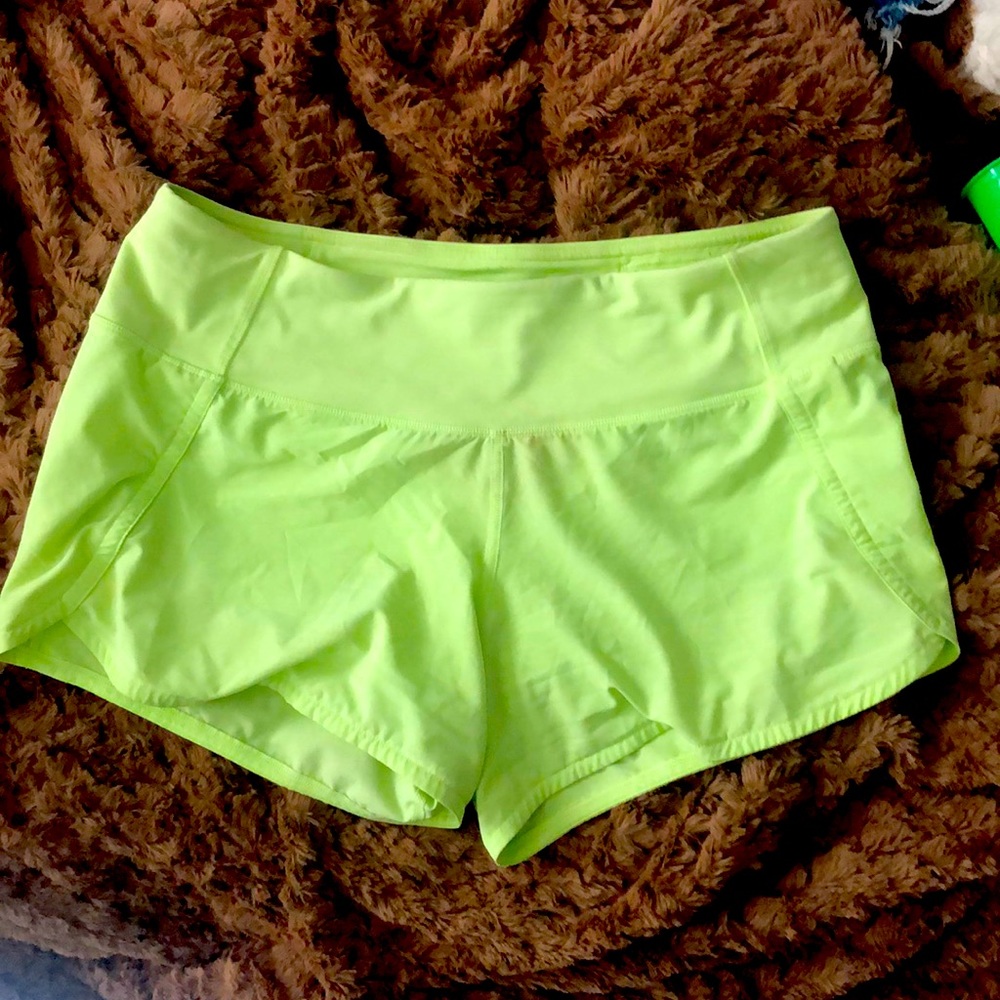Lululemon neon yellow/green running shorts